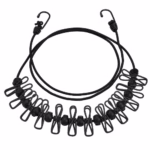 Sfoara pentru Uscarea Hainelor, Flippy, Uscator Sfoara Portabila, 12 Clips-uri Incluse, Lungime 180 cm, PP Cablu de Otel, Negru