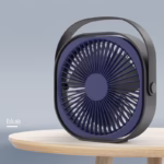 Mini ventilator pentru birou cu usb, Flippy, rotire 360 grade, 3 viteze, 1500 mA, 13.5 x 12,8, Albastru - imagine 2
