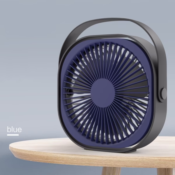 Mini ventilator pentru birou cu usb, Flippy, rotire 360 grade, 3 viteze, 1500 mA, 13.5 x 12,8, Albastru - imagine 2