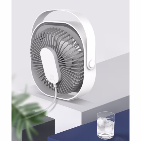 Mini ventilator pentru birou cu usb, Flippy, rotire 360 grade, 3 viteze, 1500 mA, 13.5 x 12,8, Alb - imagine 3