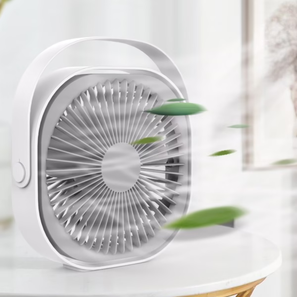 Mini ventilator pentru birou cu usb, Flippy, rotire 360 grade, 3 viteze, 1500 mA, 13.5 x 12,8, Alb - imagine 5