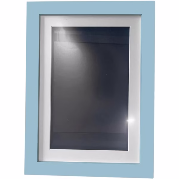 Rama Foto Flippy, cu Magnet, din Lemn, cu Spatiu Pentru Depozitare, Pentru Desene si Picturi A4, Sticla Securizata, Rama MDF, 21x30 cm, Albastru - imagine 6