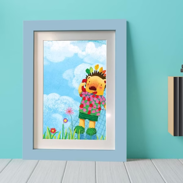 Rama Foto Flippy, cu Magnet, din Lemn, cu Spatiu Pentru Depozitare, Pentru Desene si Picturi A4, Sticla Securizata, Rama MDF, 21x30 cm, Albastru - imagine 8