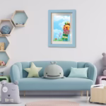 Rama Foto Flippy, cu Magnet, din Lemn, cu Spatiu Pentru Depozitare, Pentru Desene si Picturi A4, Sticla Securizata, Rama MDF, 21x30 cm, Albastru - imagine 11