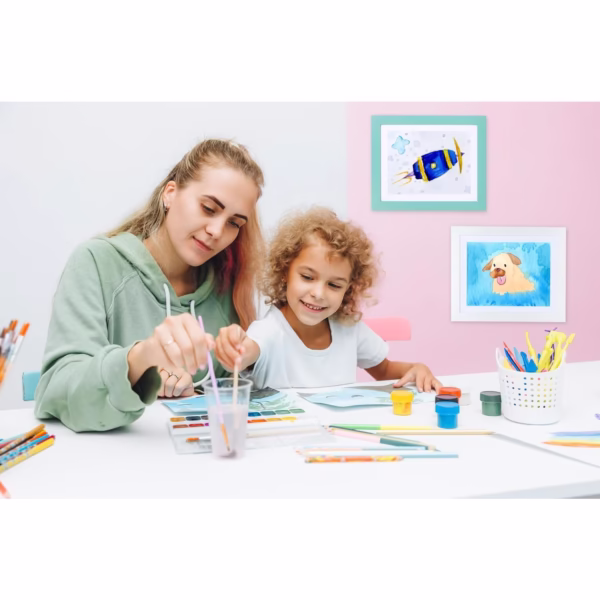 Rama Foto Flippy, cu Magnet, din Lemn, cu Spatiu Pentru Depozitare, Pentru Desene si Picturi A4, Sticla Securizata, Rama MDF, 21x30 cm, Roz - imagine 4