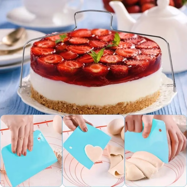 Set de 216 Piese de Copt pentru Prajituri, Flippy, 3 Tavi de Copt, Nivelator, Forme Cupcake, Pos pentru Ornat cu 7 Capete, Feliator Tort, din Otel Inoxidabil, Multicolor - imagine 5