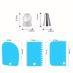 Set de 216 Piese de Copt pentru Prajituri, Flippy, 3 Tavi de Copt, Nivelator, Forme Cupcake, Pos pentru Ornat cu 7 Capete, Feliator Tort, din Otel Inoxidabil, Multicolor - imagine 9