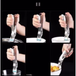 Clema pentru Boluri, Flippy, Anti-Alunecare, din Otel Inoxidabil si Silicon, de Uz Casnic, Rezistent la Temperaturi Inalte, 19.5x3.2 cm, Gri - imagine 4
