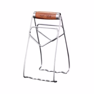 Clema pentru Boluri, Flippy, Anti-Alunecare, din Otel Inoxidabil, Extindere, pentru Oale, Tigai, de Uz Casnic, Rezistent la Temperaturi Inalte, 19.5x9.8x8 cm, Maner Maro, Gri