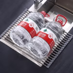 Covoras de Scurgere pentru Chiuveta Bucatarie, din Otel Inoxidabil, Suport Chiuveta, Pliabil, Antiderapant, Usor de Curatat si de Depozitat, 37x30cm, 15 Tuburi, Gri - imagine 2