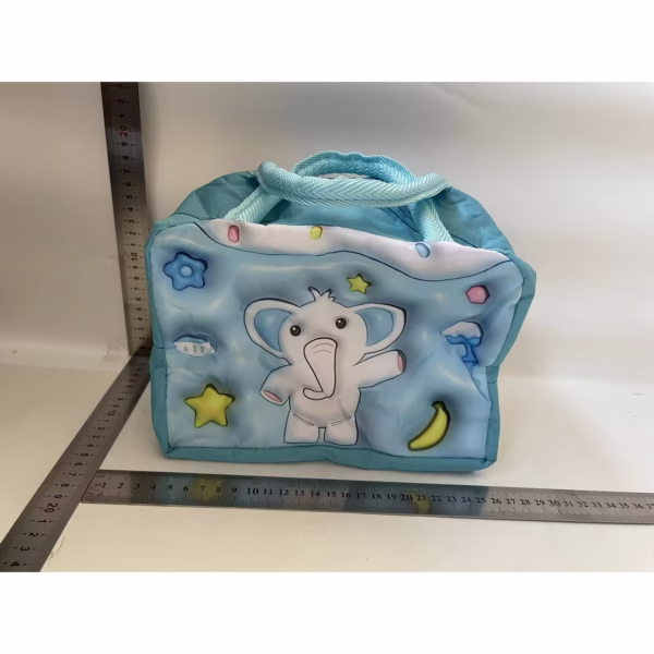 Geantă Frigorifică, Flippy, cu Desene Animate 3D, Portabilă pentru Copii, de Prânz, din Pânză Oxford, 23x13x19 cm, Model Elefantel, Albastru - imagine 2