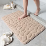 Covoras pentru Baie Antiderapant, Flippy, Uscare Rapida, Model 3D Piatra, 40x60 cm, Bej - imagine 2