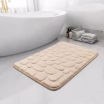 Covoras pentru Baie Antiderapant, Flippy, Uscare Rapida, Model 3D Piatra, 40x60 cm, Bej - imagine 3
