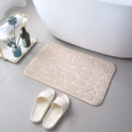 Covoras pentru Baie Antiderapant, Flippy, Uscare Rapida, Model 3D Piatra, 40x60 cm, Bej - imagine 13