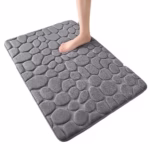 Covoras pentru Baie Antiderapant, Flippy, Uscare Rapida, Model 3D Piatra, 40x60 cm, Gri - imagine 5