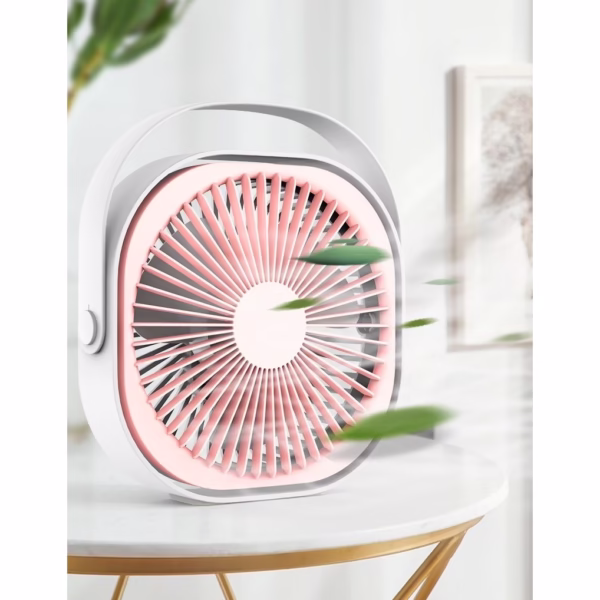 Mini ventilator pentru birou cu usb, Flippy, rotire 360 grade, 3 viteze, 4000 mA, 13.5 x 12,8, Roz - imagine 3