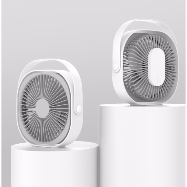 Mini ventilator pentru birou cu usb, Flippy, rotire 360 grade, 3 viteze, 4000 mA, 13.5 x 12,8, Gri - imagine 2