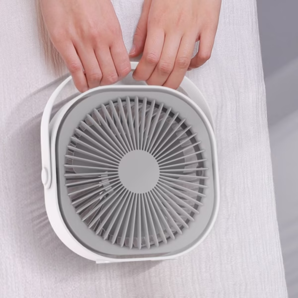 Mini ventilator pentru birou cu usb, Flippy, rotire 360 grade, 3 viteze, 4000 mA, 13.5 x 12,8, Gri - imagine 3