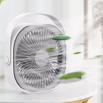 Mini ventilator pentru birou cu usb, Flippy, rotire 360 grade, 3 viteze, 4000 mA, 13.5 x 12,8, Gri - imagine 7