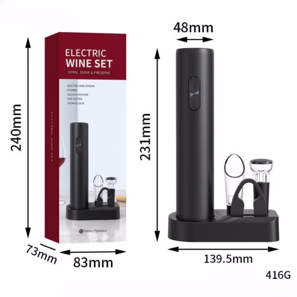 Set Tirbuson Electric din 5 piese, Flippy, Deschizator Electric, cu Baterii, Multifunctional, 23x14cm, Negru - imagine 2