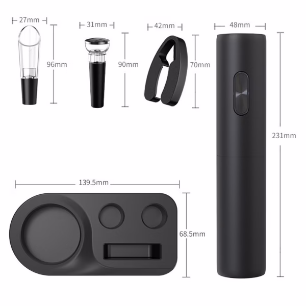 Set Tirbuson Electric din 5 piese, Flippy, Deschizator Electric, cu Baterii, Multifunctional, 23x14cm, Negru - imagine 4