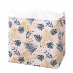 Cos de Depozitare pentru Rufe, Flippy, Cos Pliabil CLOTHBOX pentru Depozitarea Jucarii, Haine, Cos de Haine Murdare cu Snur, 80 x 50 x 50 cm, Model Frunze, Alb Multicolor - imagine 2