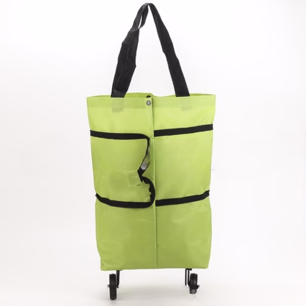 Geanta Pliabila, Flippy, 2 in 1, Carucior cu Roti, pentru Cumparaturi, 19 l, Verde, Plastic, 39 x 46 x 12 cm - imagine 7