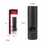 Rasnita Electrica pentru Cafea si Condimente, Flippy, Cutit de Macinare din Otel Inoxidabil, Incarcare cu Baterii, Optiuni Diferite de Macinare, Usor de Manevrat, 18x5.5cm, Negru - imagine 8