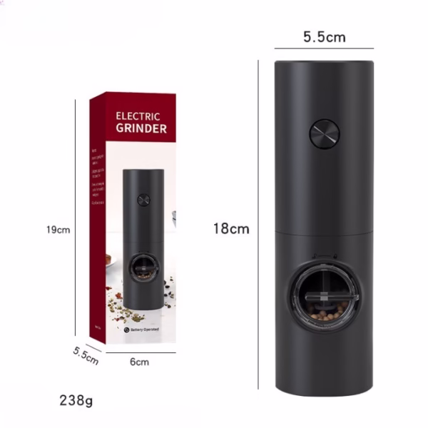 Rasnita Electrica pentru Cafea si Condimente, Flippy, Cutit de Macinare din Otel Inoxidabil, Incarcare cu Baterii, Optiuni Diferite de Macinare, Usor de Manevrat, 18x5.5cm, Negru - imagine 8