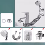 Set Extensie de Dus, Flippy, pentru Baterie Baie sau Bucatarie, 4 Piese, Filtru de Ioni Negativi, Furtun Flexibil de 1.5 Metri, Argintiu - imagine 5