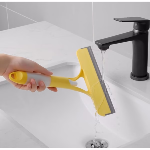 Racleta de Curatare 3 in 1, Flippy, Multifunctional, Pentru Casa si Masina, Pulverizator de Spray, Racleta din Silicon si Burete, 21.5 x 25.7 cm, Galben - imagine 3
