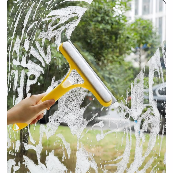 Racleta de Curatare 3 in 1, Flippy, Multifunctional, Pentru Casa si Masina, Pulverizator de Spray, Racleta din Silicon si Burete, 21.5 x 25.7 cm, Galben - imagine 5