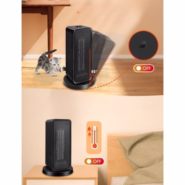 Aeroterma / Radiator Flippy, 1200 W, 2 trepte de putere, termostat reglabil, Negru - imagine 5