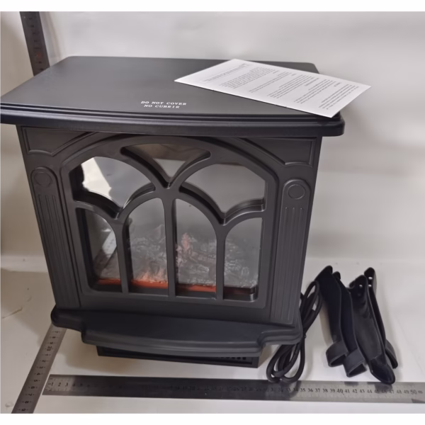 Semineu Electric, Flippy, cu Efect Flacara, 1500/1200W, Incalzire PTC, 220 V, din Plastic Ignifug, 38 x 23 x 45 cm, Negru - imagine 2