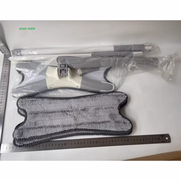 Mop Plat, Flippy, cu Sistem de Stoarcere, 2 Lavete Incluse, Lungime Telescopica 140 cm, Argintiu - imagine 12