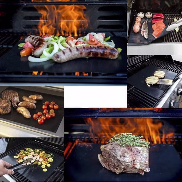 Set 4 Folii Antiaderente din Teflon, Flippy, Multifunctionale, Rezistente la Apa si Temperaturi Ridicate, pentru Gratar, Cuptor, BBQ Grill, 40x33 cm, Negru - imagine 5