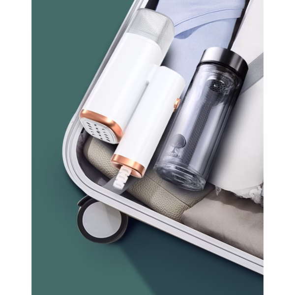 Aparat de Calcat Vertical Portabil cu Abur, Flippy, Putere 1000W, Rezervor de 100 ml, Priza, Functie Anti Calcar si Auto Curatare, Pliabil, 15x17x7.5 cm, Alb - imagine 5