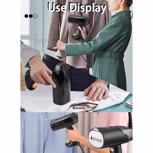 Aparat de Calcat Vertical Portabil cu Abur, Flippy, Putere 1500W, Rezervor Detasabil de 138ml, Priza, Functie Anti Calcar si Auto Curatare, Pliabil, cu Perie, 20x10.5x8 cm, Negru - imagine 6