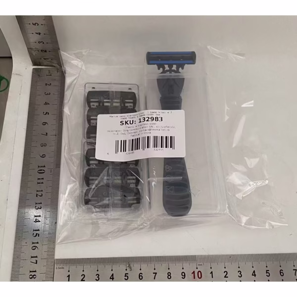 Aparat de Ras Manual, Flippy, din Otel Inoxidabil, Suport Lama + 7 Capete de Schimb Incluse, Cutie pentru Lame, Negru - imagine 5