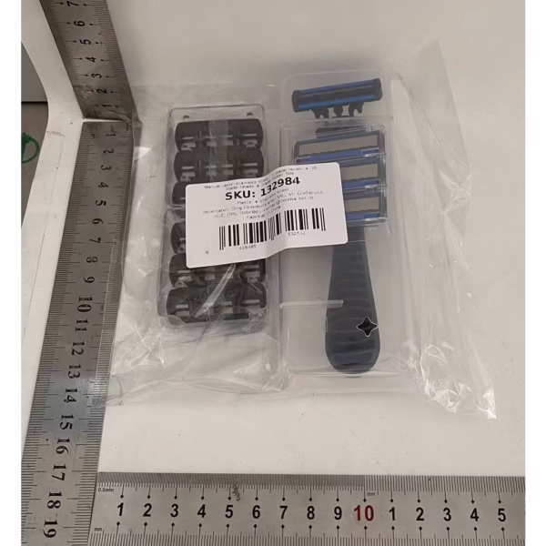 Aparat de Ras Manual, Flippy, din Otel Inoxidabil, Suport Lama + 10 Capete de Schimb Incluse, Cutie pentru Lame, Negru - imagine 2