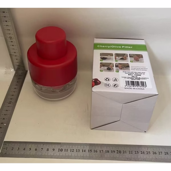 Dispozitiv de Scos Samburi, Flippy, Manual, cu 7 Gauri, pentru Cirese, 13 x 9.2 cm, din ABS, Rosu - imagine 2