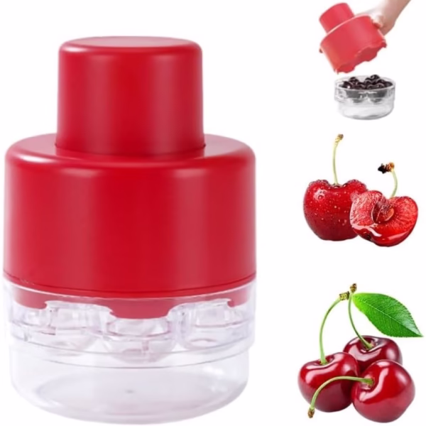 Dispozitiv de Scos Samburi, Flippy, Manual, cu 7 Gauri, pentru Cirese, 13 x 9.2 cm, din ABS, Rosu - imagine 11