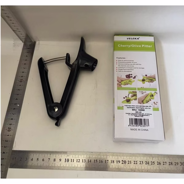 Dispozitiv de Scos Samburi, Flippy, Manual, cu 1 Gaura, pentru Cirese/Masline, 20.5 x 3.8 x 13 cm, din ABS+Otel Inoxidabil, cu Maner, Negru - imagine 2