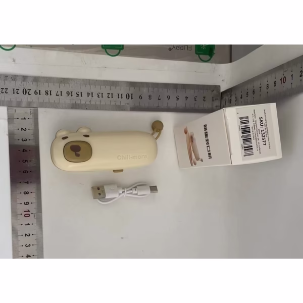 Aparat de Sigilat Ambalaje, Flippy, Incarcare USB Tip C, 400 mAh, 10.2 x 3.7 x 4.3 cm, Model Ursulet, Maro - imagine 5