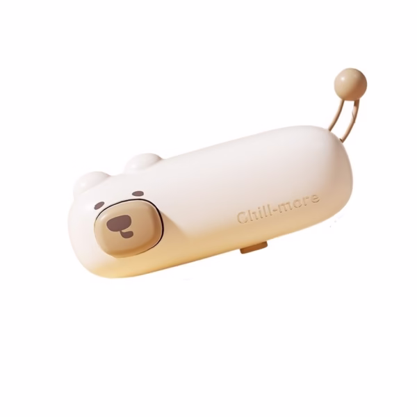 Aparat de Sigilat Ambalaje, Flippy, Incarcare USB Tip C, 400 mAh, 10.2 x 3.7 x 4.3 cm, Model Ursulet, Maro - imagine 1