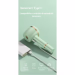 Aparat Pentru Curatat Scame, Par Si Praf, Flippy, Pentru Diferite Tipuri De Material, Cu Lame Din Otel Inoxidabil, Incarcare Prin USB Type-C, Cu Perie De Curatare, Cablu USB Si Stick Cu Lipici Incluse, Verde, 220 x 86 mm - imagine 3