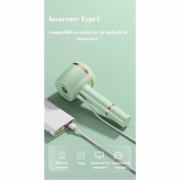 Aparat Pentru Curatat Scame, Par Si Praf, Flippy, Pentru Diferite Tipuri De Material, Cu Lame Din Otel Inoxidabil, Incarcare Prin USB Type-C, Cu Perie De Curatare, Cablu USB Si Stick Cu Lipici Incluse, Verde, 220 x 86 mm - imagine 3
