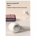 Aparat Pentru Curatat Scame, Par Si Praf, Flippy, Pentru Diferite Tipuri De Material, Cu Lame Din Otel Inoxidabil, Incarcare Prin USB Type-C, Cu Perie De Curatare, Cablu USB Si Stick Cu Lipici Incluse, Alb, 220 x 86 mm - imagine 2
