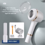 Aparat Pentru Curatat Scame, Par Si Praf, Flippy, Pentru Diferite Tipuri De Material, Cu Lame Din Otel Inoxidabil, Incarcare Prin USB Type-C, Cu Perie De Curatare, Cablu USB Si Stick Cu Lipici Incluse, Alb, 220 x 86 mm - imagine 5