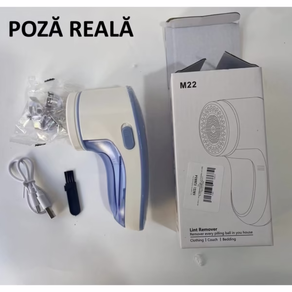 Aparat Pentru Curatat Scame, Par Si Praf, Flippy, Pentru Diferite Tipuri De Material, Cu Lame Din Otel Inoxidabil, Incarcare Prin USB Type-C, Cu Perie De Curatare si Cablu USB Incluse, Albastru, 15 x 7 cm - imagine 10